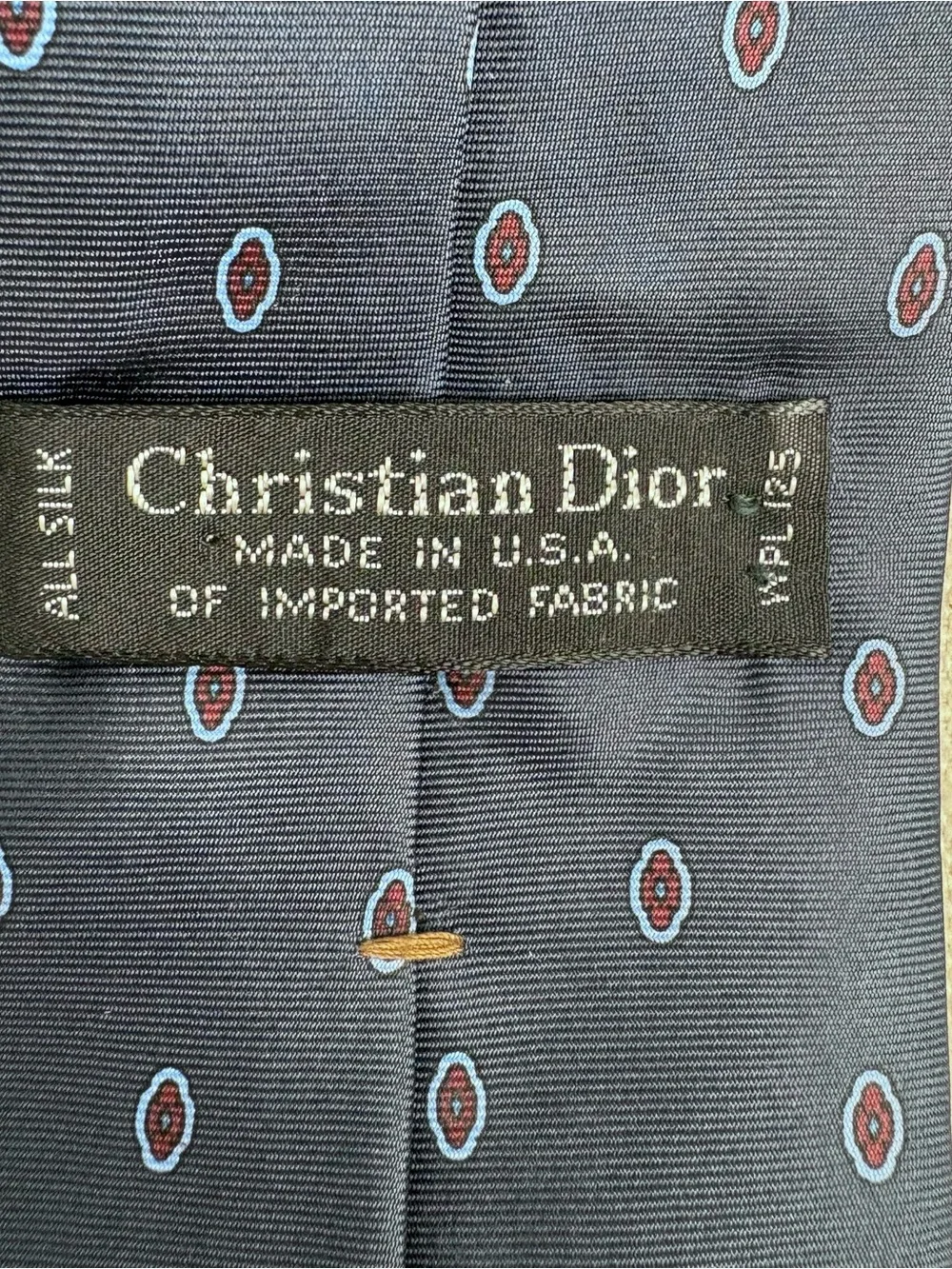 Christian Dior Men's Blue Woven Silk Geometric Pointed Tie One Size